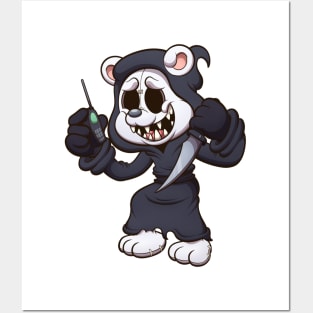 Teddy Bear Ghost Scream With Knife And Phone Posters and Art